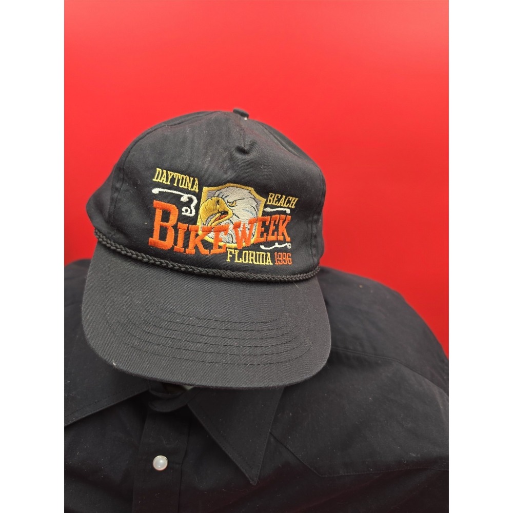 Vintage Trucker Hat Cap 1996 Daytona Beach Bike Week Snapback Motorcycle Eagle